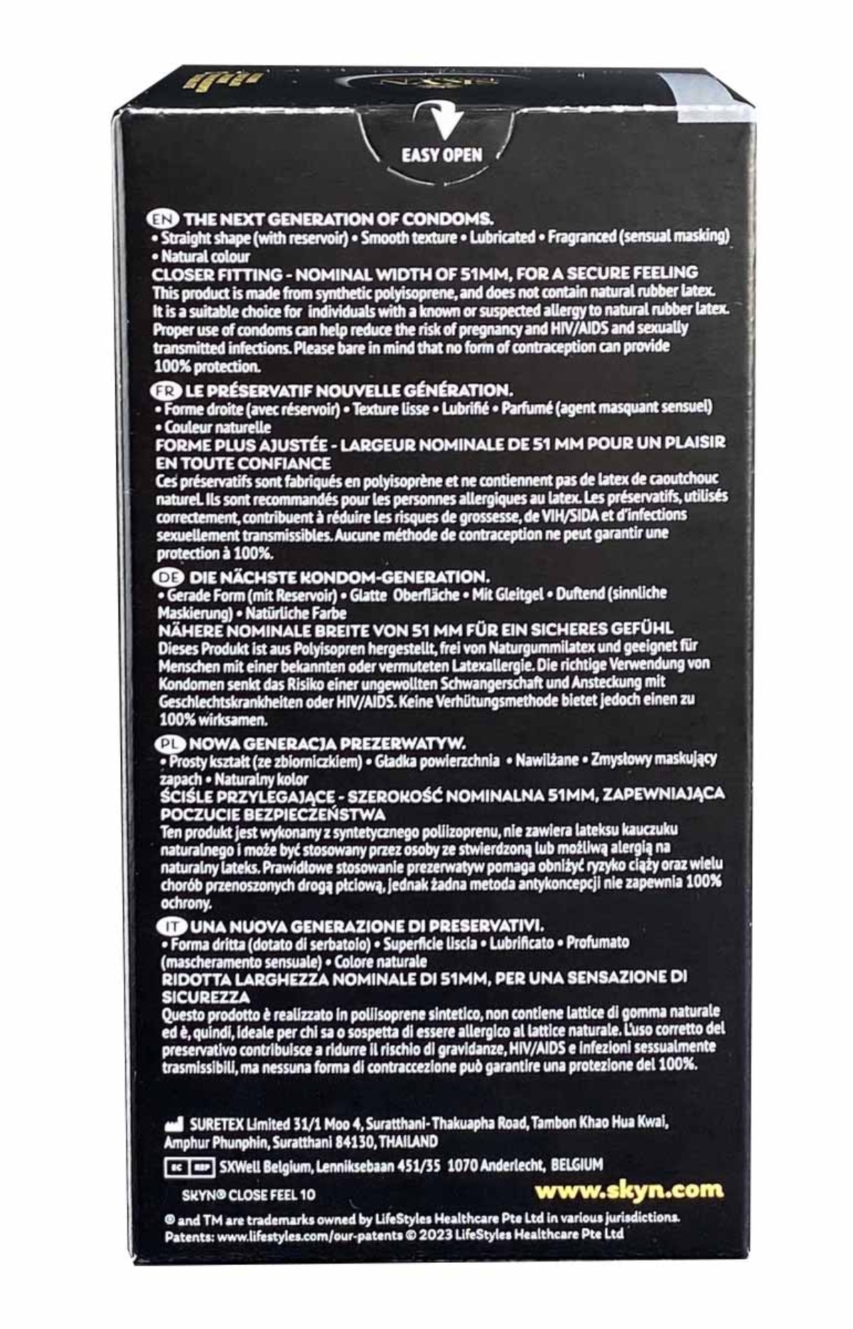 Презервативы с рельефом Skyn Close Feel, безлатексные (полиизопрен), 10 шт