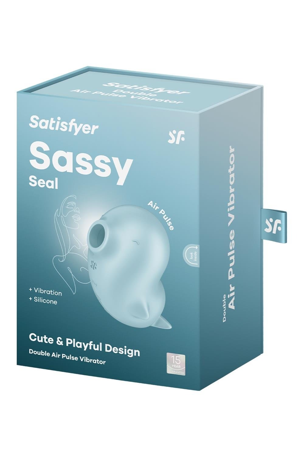 Вакуумный стимулятор Satisfyer Sassy Seal с вибрацией, голубой, 9.5 см