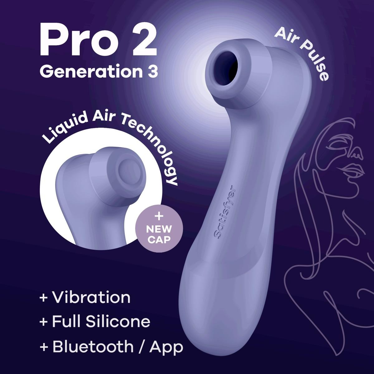 Вибратор клиторальный вакуумный SATISFYER PRO 2 поколения 3 С BLUETOOTH сиреневый