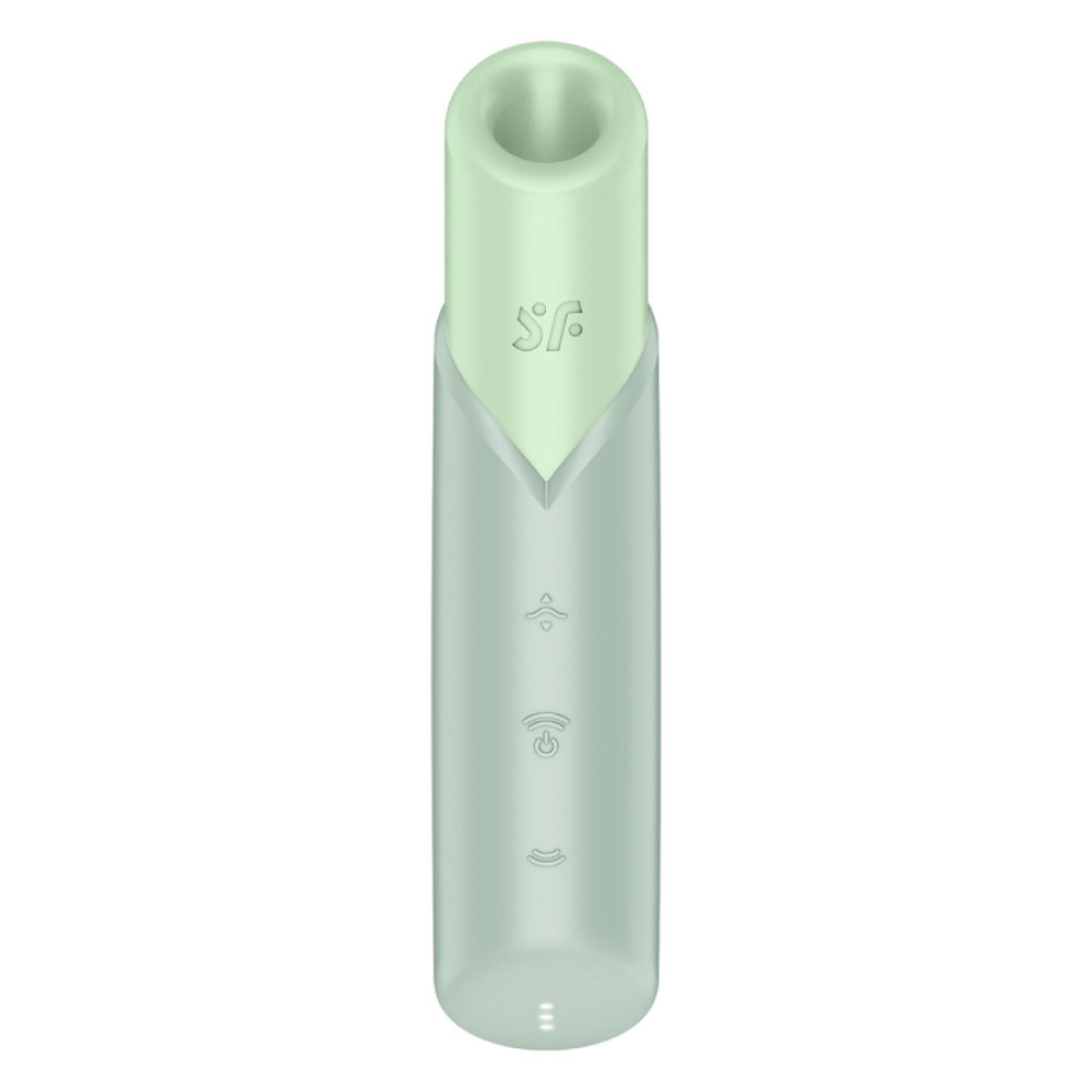Вакуумний стимулятор Satisfyer Naughty Kiss для клітора, зелений, 12 × 2,7 см