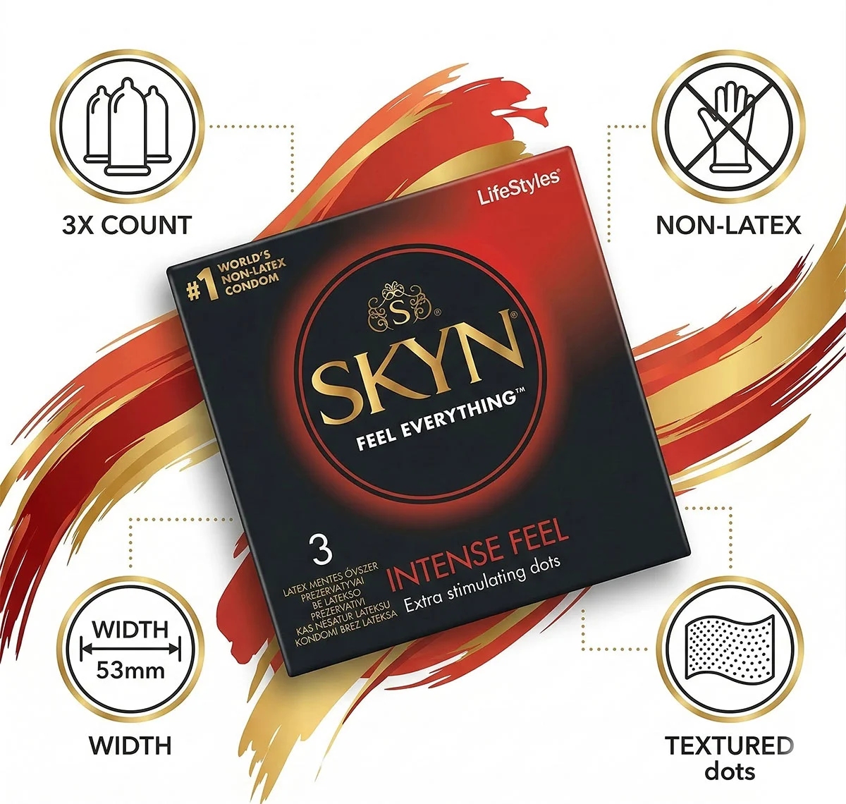 Презерватив SKYN Intense Feel безлатексний (полізопрен), 3 шт.