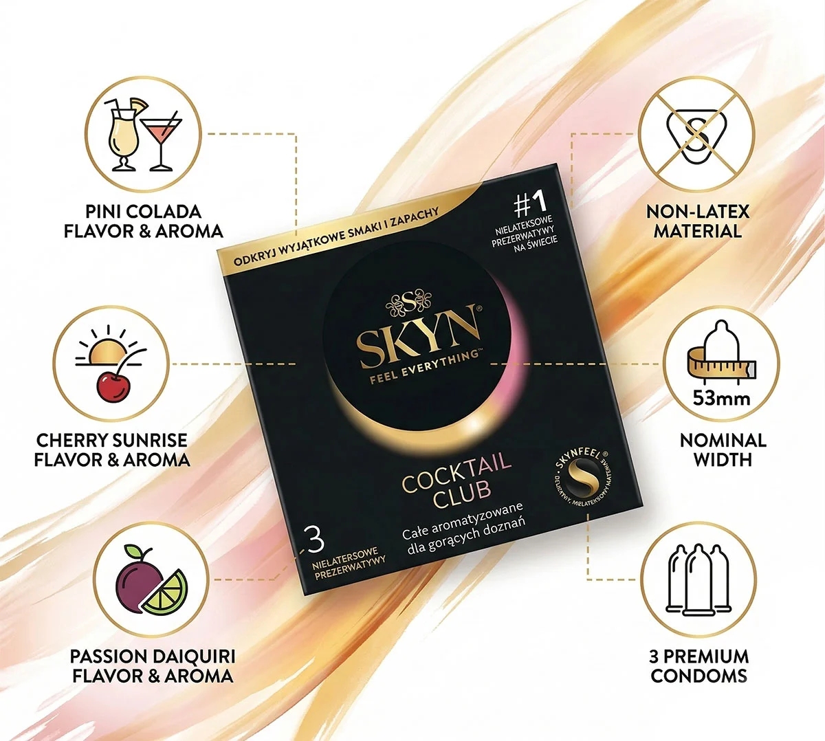 Презервативы SKYN Cocktail безлатексные (полиизопрен), 3 шт