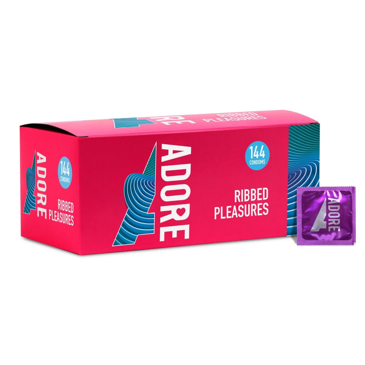 Ребристі презервативи Pasante Adore Ribbed Pleasure латексні (ціна за упаковку, 144 шт.)