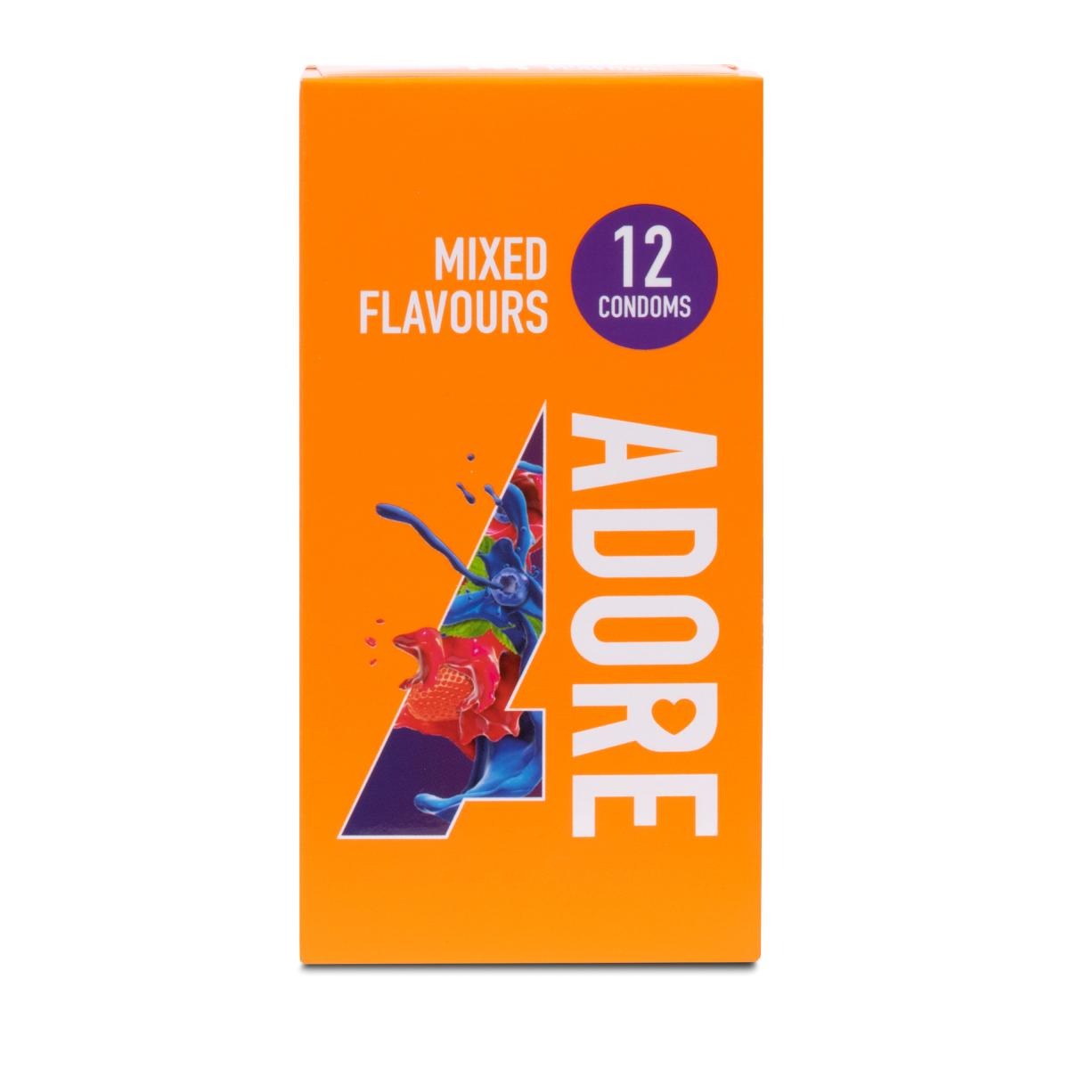 Презервативы оральные с разными вкусами Pasante Adore Mixed Flavours разноцветные (цена за 12 шт)