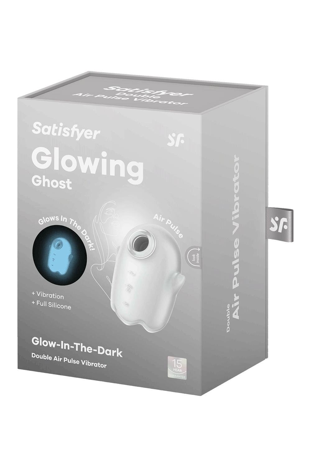 Вакуумний вібратор Satisfyer Glowing Ghost світиться у темряві, білий, 8.4 см.