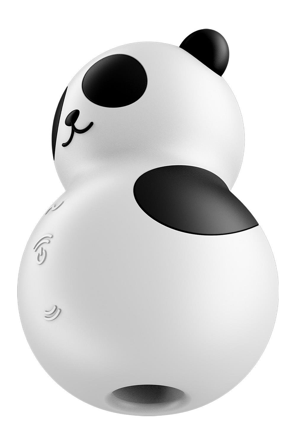 Вакуумний стимулятор із вібрацією Satisfyer Pocket Panda чорно-білий, 8.9 см
