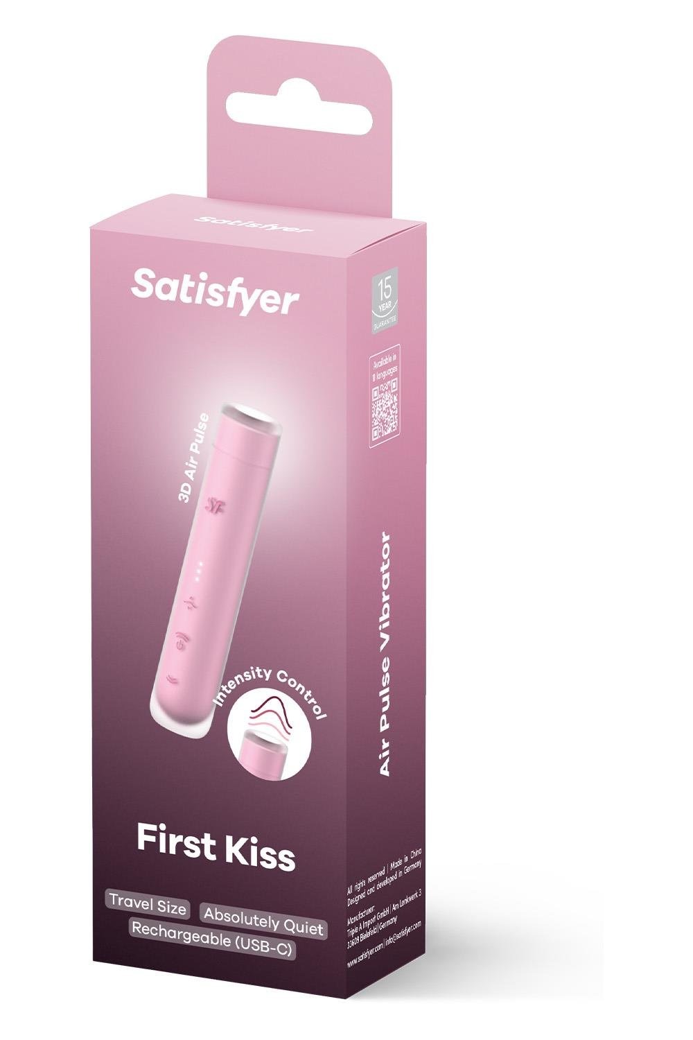 Вакуумний стимулятор Satisfyer First Kiss для клітора, рожевий, 12.5 х 2.5 см