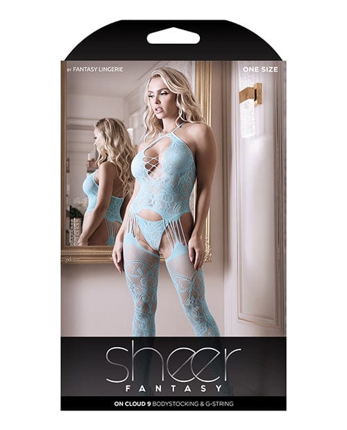 Сексуальний бодістокінг з інтимним доступом Sheer Fantasy, блакитний, One Size