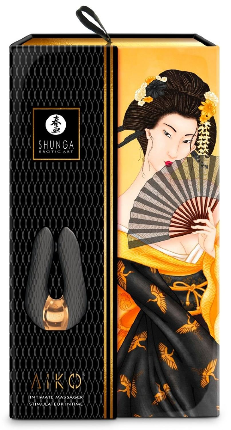 Кліторальний вібратор Shunga Aiko чорного кольору, 10.5 х 6.5 см