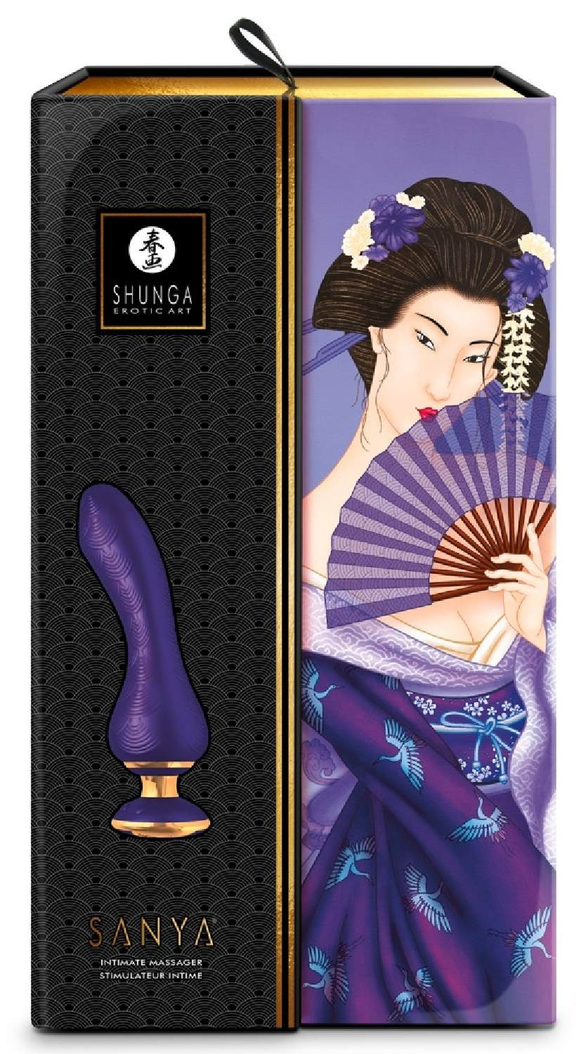 Вибратор Shunga Sanya с ручкой и подсветкой, фиолетовый, 18.5 см х 3.8 см