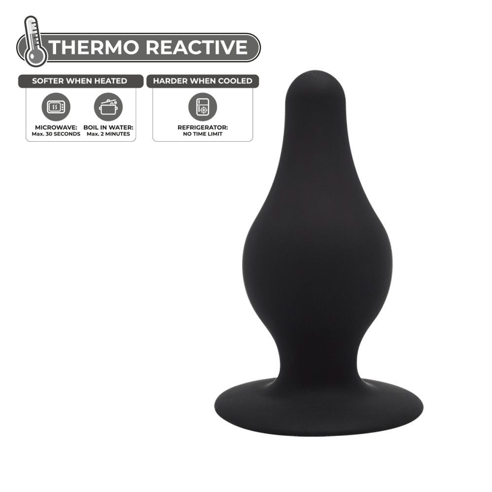 Анальна пробка термореактивна Silexd Plug Model 2 конічної форми, чорна, XS