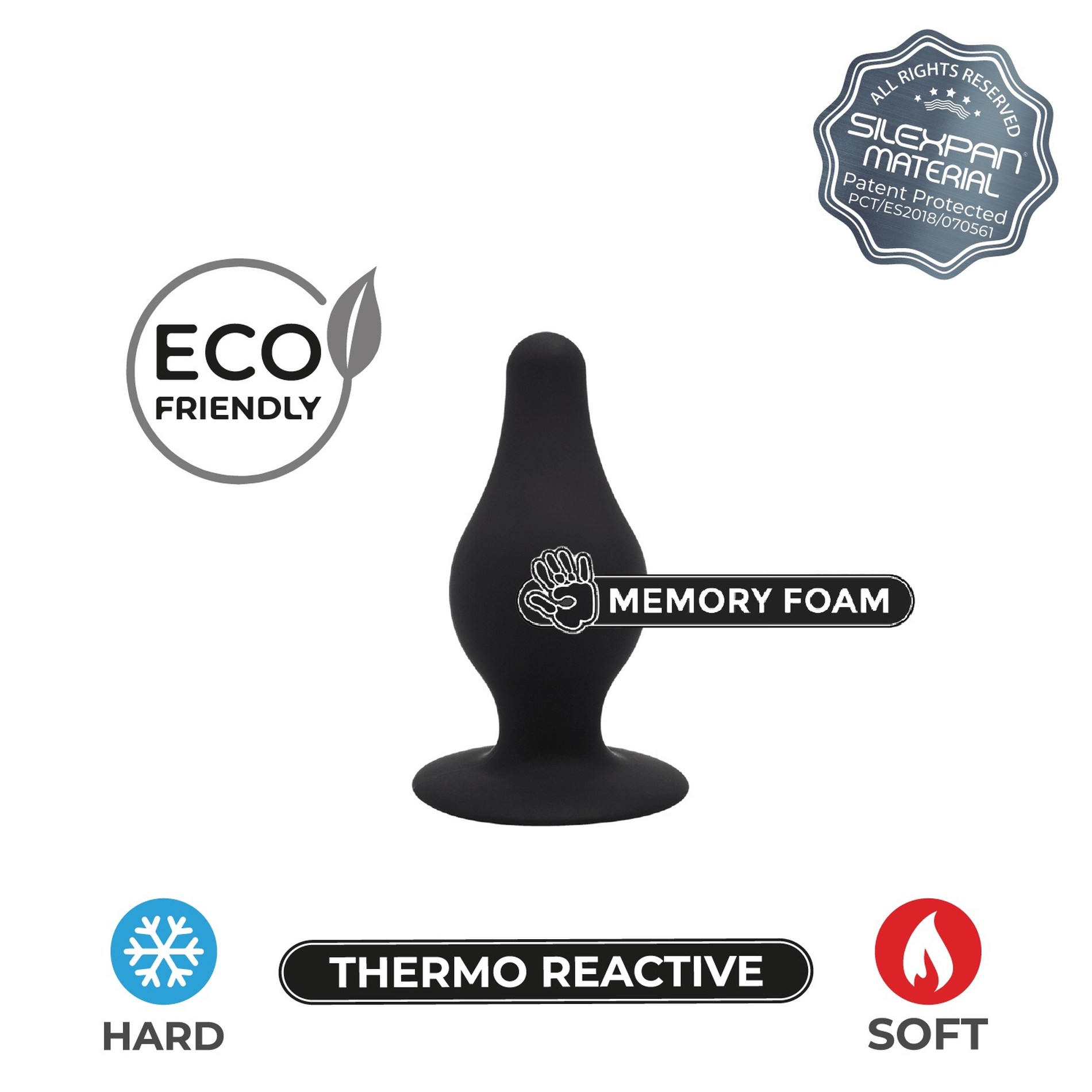 Анальна пробка подвійної густини SILEXD Thermo Reactive чорна, Medium