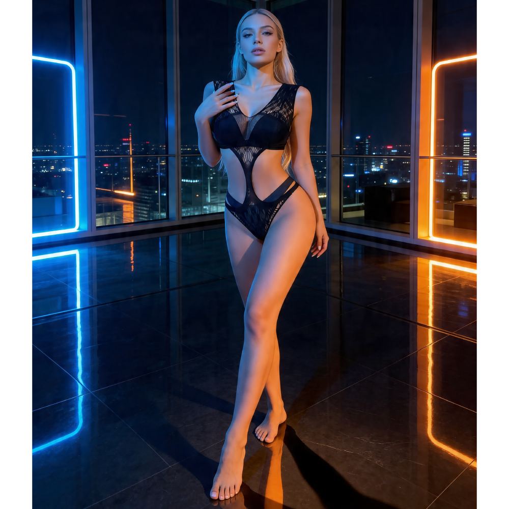 Боді з вирізами по боках Star Night, чорне, OS (S-L)