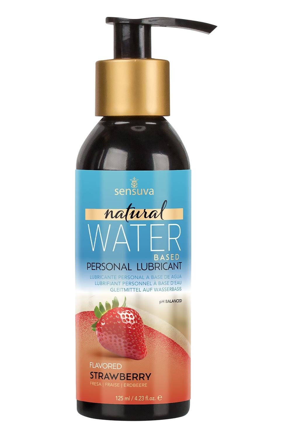 Натуральний інтимний лубрикант на водній основі Sensuva Natural Water зі смаком полуниці, 125 мл