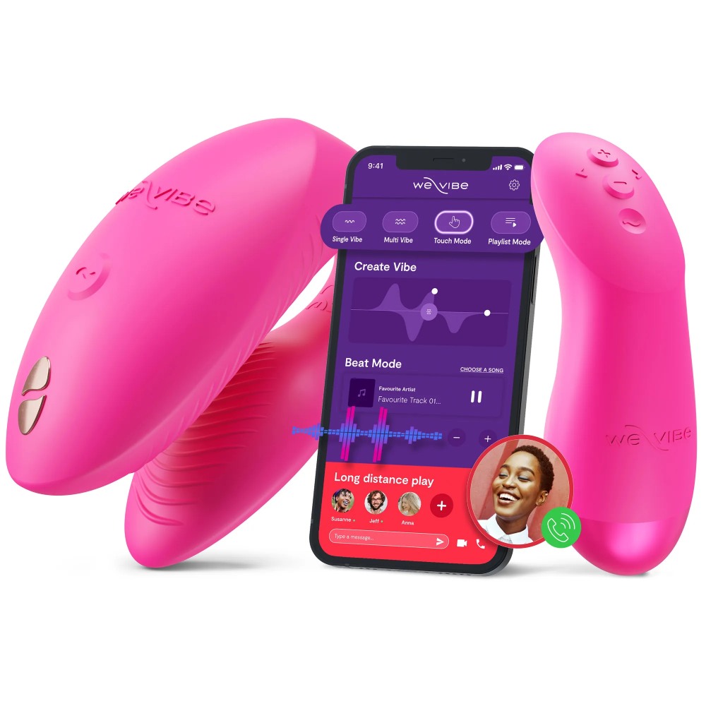 Вібратор для пар We-Vibe Chorus Pro Electric Pink з пультом і додатком, рожевий