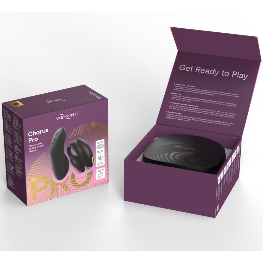 Вібратор для пар We-Vibe Chorus Pro Satin Black з пультом і додатком, чорний