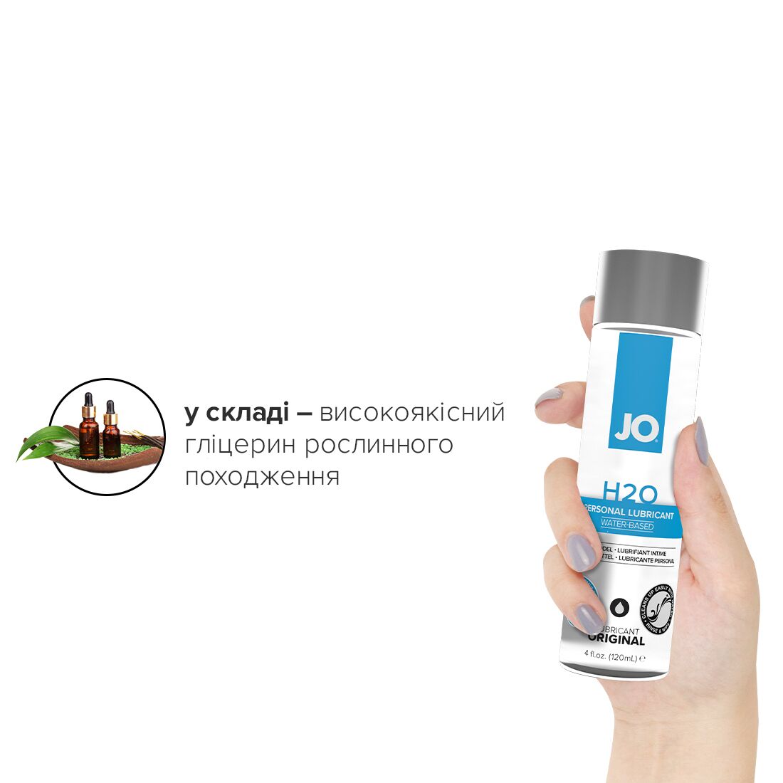 Смазка на водной основе JO H2O ORIGINAL (120 мл) маслянистая и гладкая, растительный глицерин