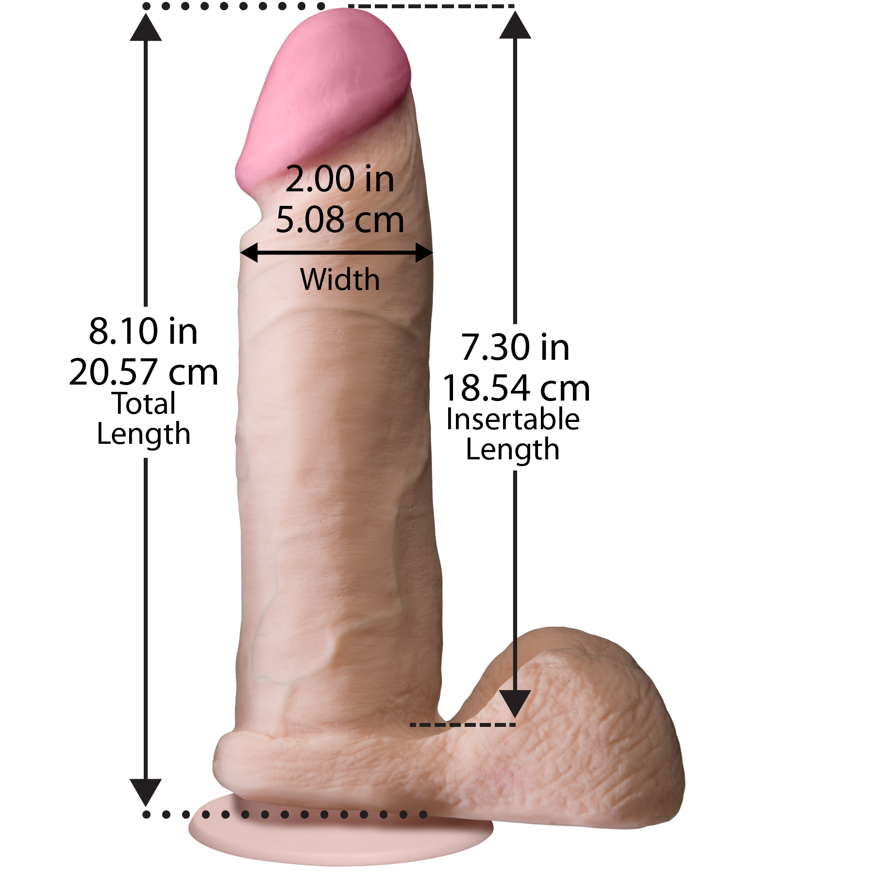Фалоімітатор Doc Johnson The Realistic Cock 8 inch White - ULTRASKYN, Vack-U-Lock, діаметр 5,1 см