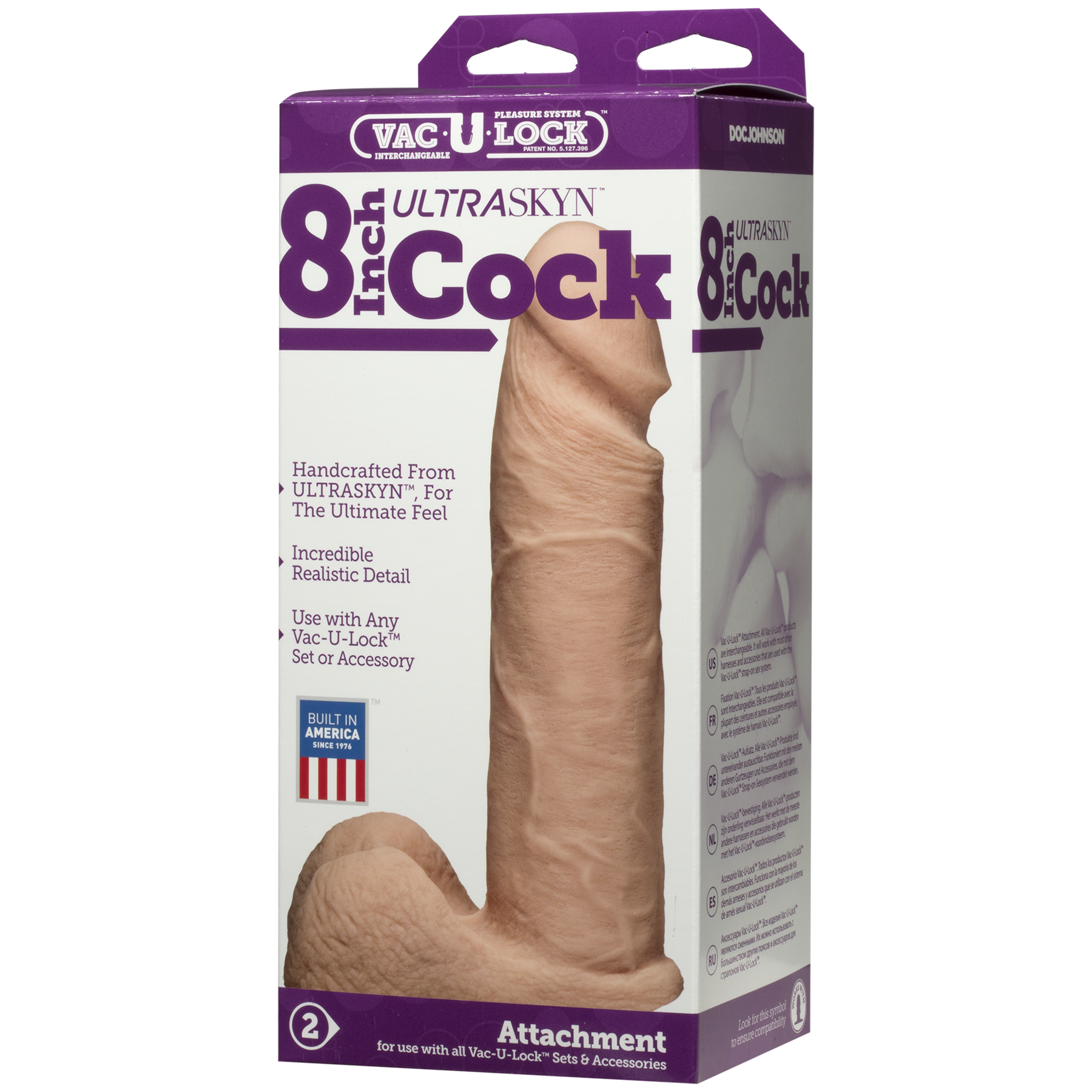 Фаллоимитатор Doc Johnson Vac-U-Lock - 8 Inch ULTRASKYN Cock White (мятая упаковка!!!)
