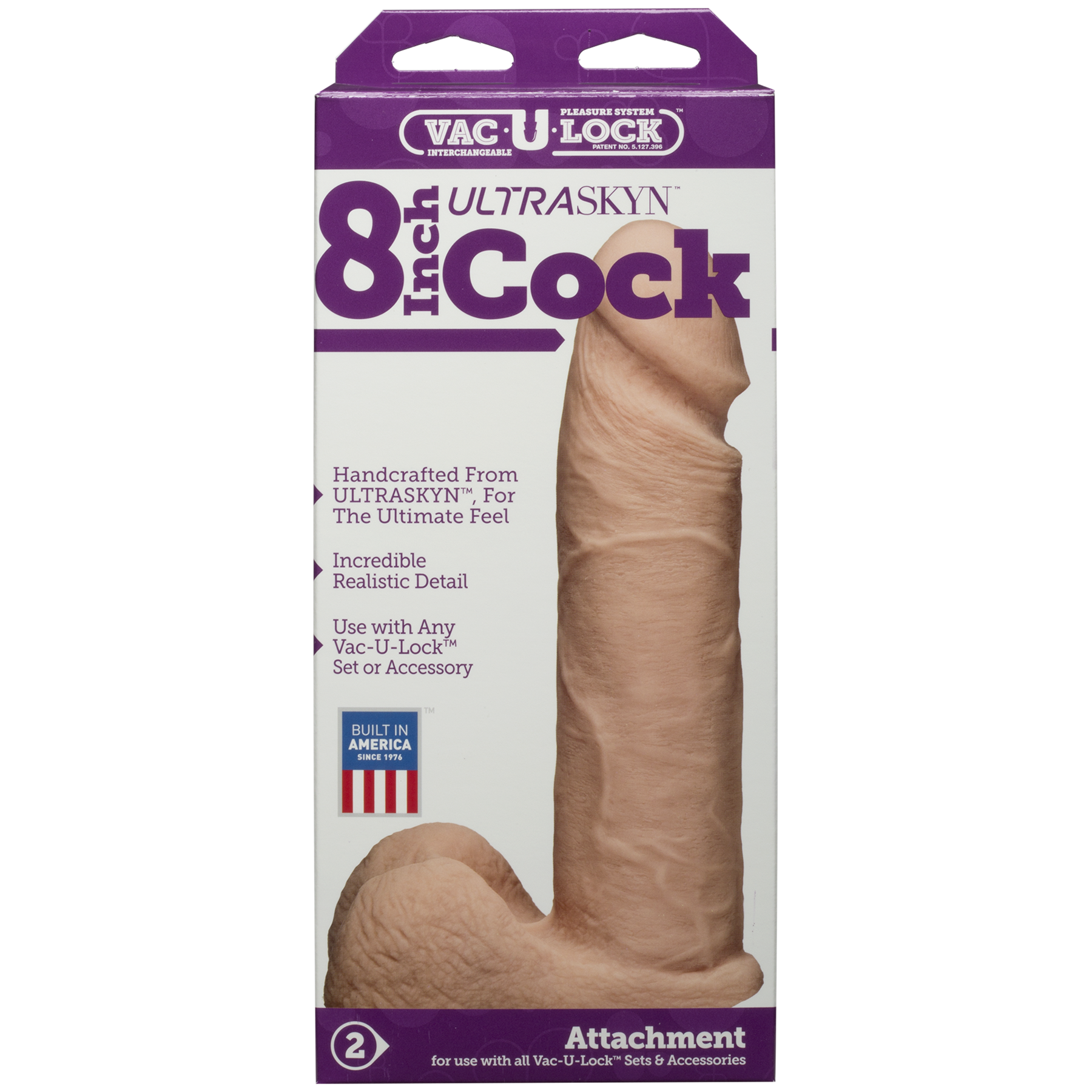 Фаллоимитатор Doc Johnson Vac-U-Lock - 8 Inch ULTRASKYN Cock White (мятая упаковка!!!)