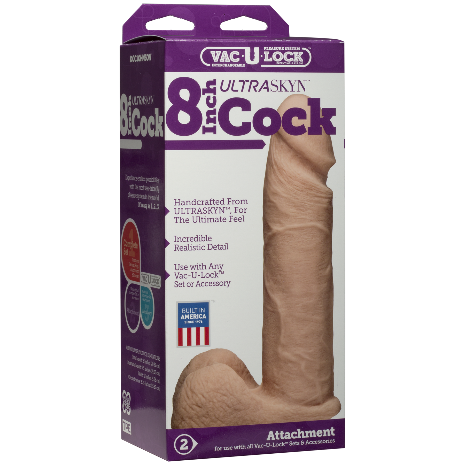 Фалоімітатор Doc Johnson Vac-U-Lock - 8 Inch ULTRASKYN Cock White, діаметр 5,1 см