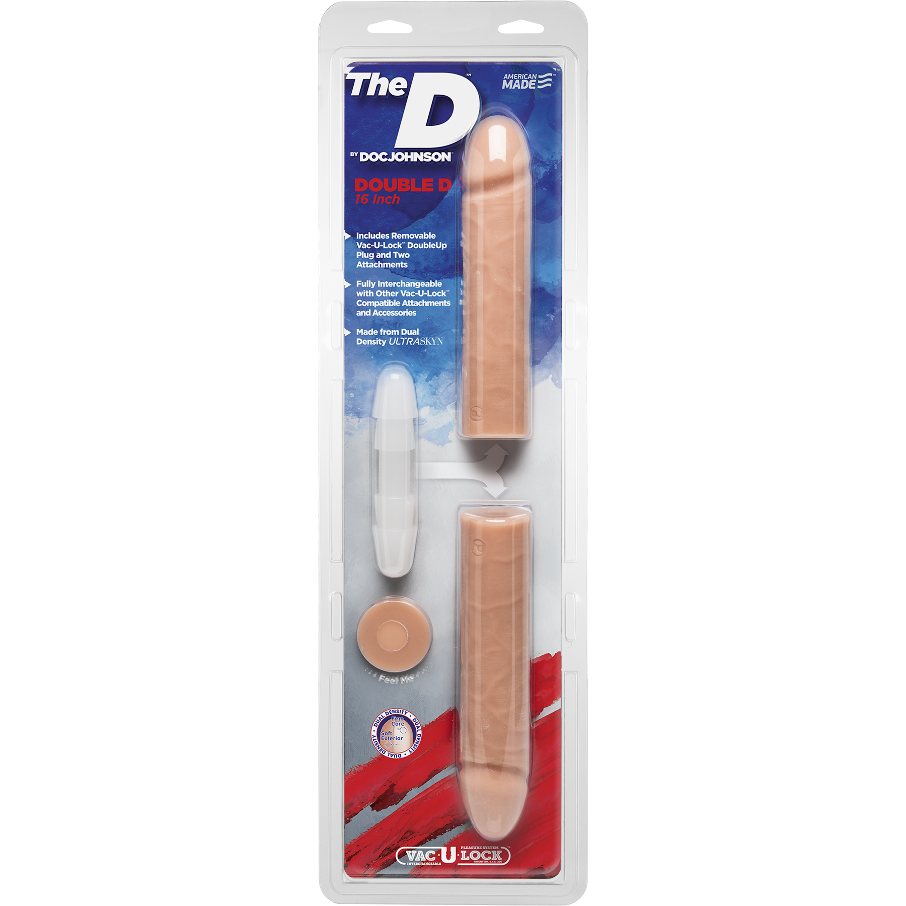 Фаллоимитатор двойной Doc Johnson The D - Double D - 16 Inch - ULTRASKYN, диаметр 4,4см, Vack-U-Lock