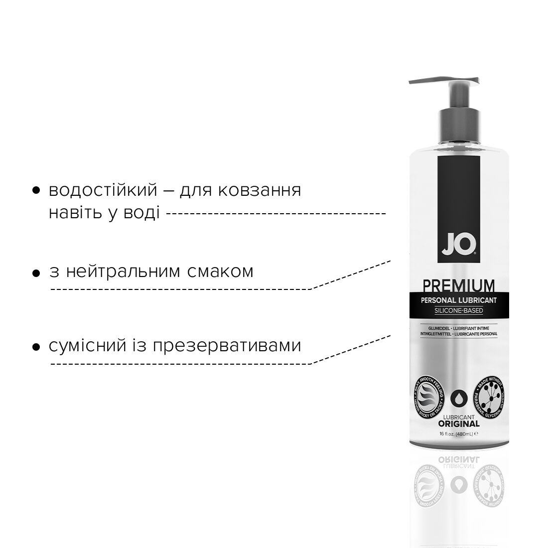 Лубрикант на силиконовой основе JO PREMIUM — ORIGINAL (480 мл) без консервантов