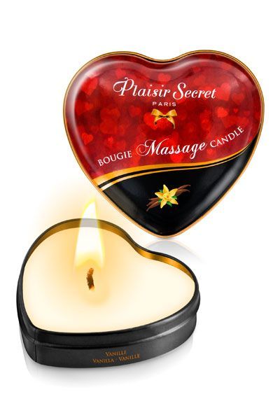 Распродажа!!! Массажная свеча-сердечко Plaisirs Secrets Vanilla (35 мл) (срок 04.2026)