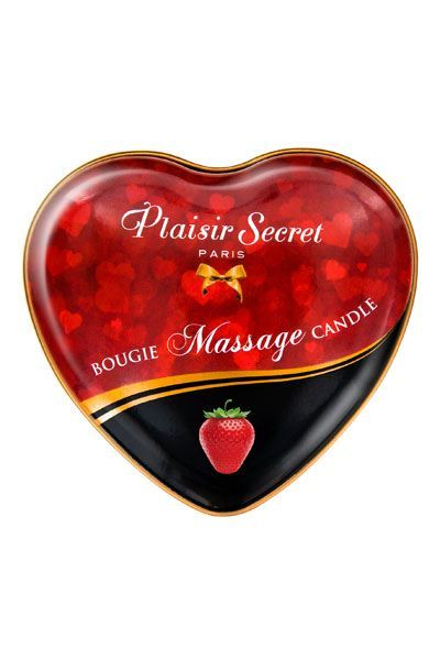 Распродажа!!! Массажная свеча-сердечко Plaisirs Secrets Strawberry 35 мл (срок 04.2026)