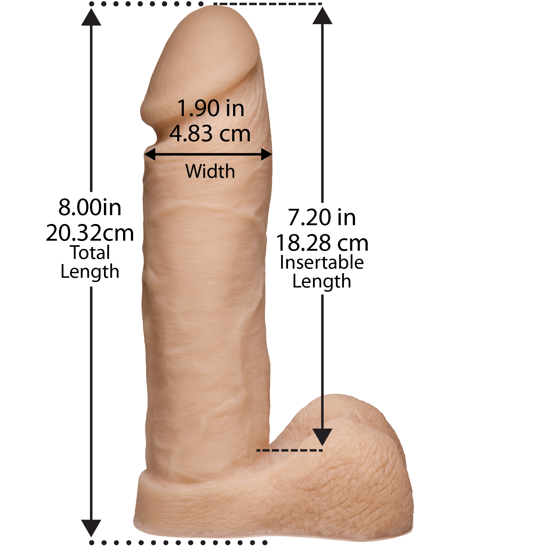 Фалоімітатор Doc Johnson Platinum TRUSKYN - The Tru Ride 8 Inch, діаметр 4,8 см, двошаровий силікон