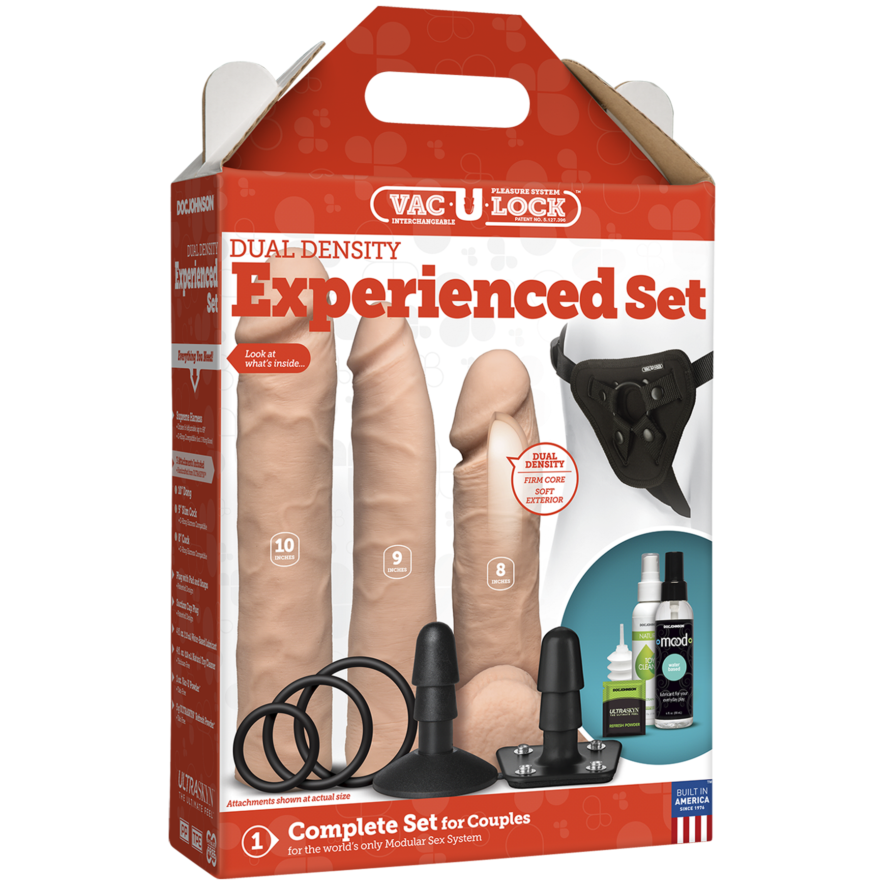 Набір для страпона Doc Johnson Vac-U-Lock Dual Density Experienced Set, діаметр 2×7см, 7,7см