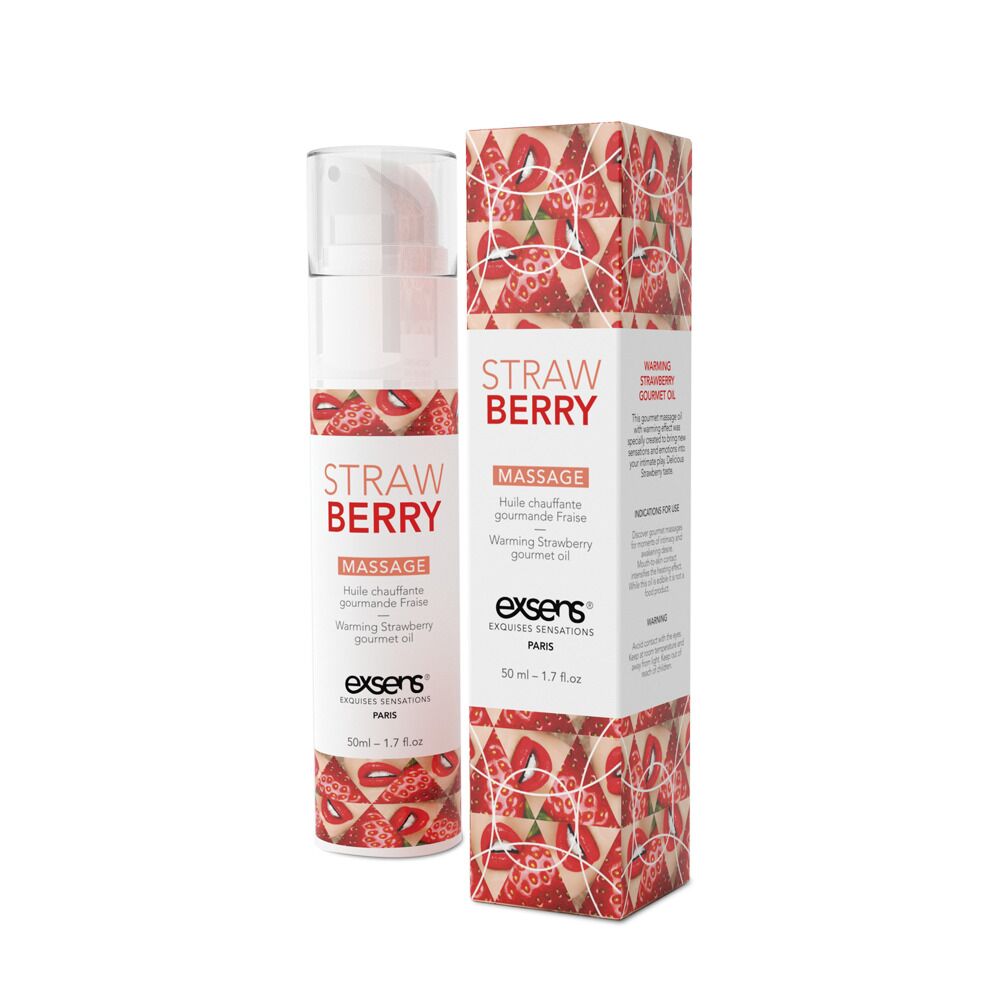 Массажное масло EXSENS Strawberry 50 мл разогревающее, без сахара, без парабенов, съедобное