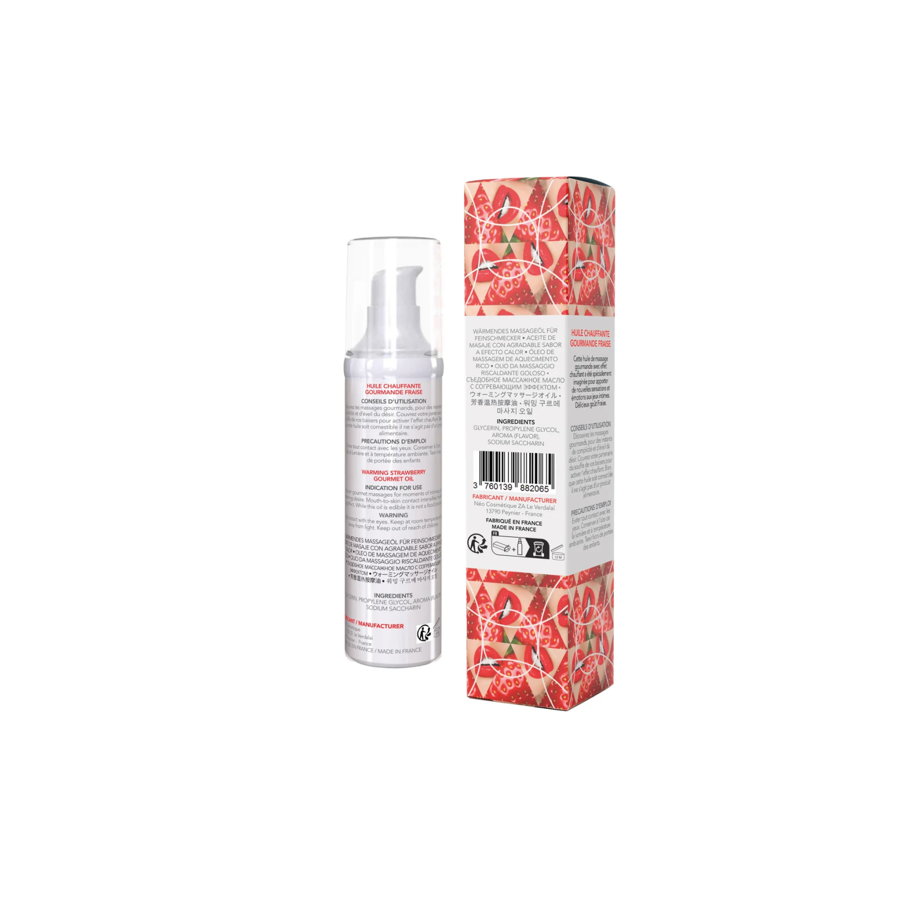 Массажное масло EXSENS Strawberry 50 мл разогревающее, без сахара, без парабенов, съедобное