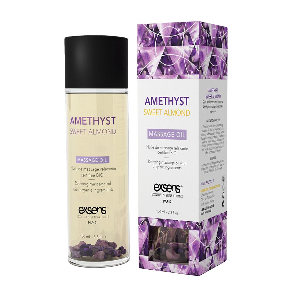 Массажное масло EXSENS Amethyst Sweet Almond (расслабляющее с аметистом) 100мл, натуральное
