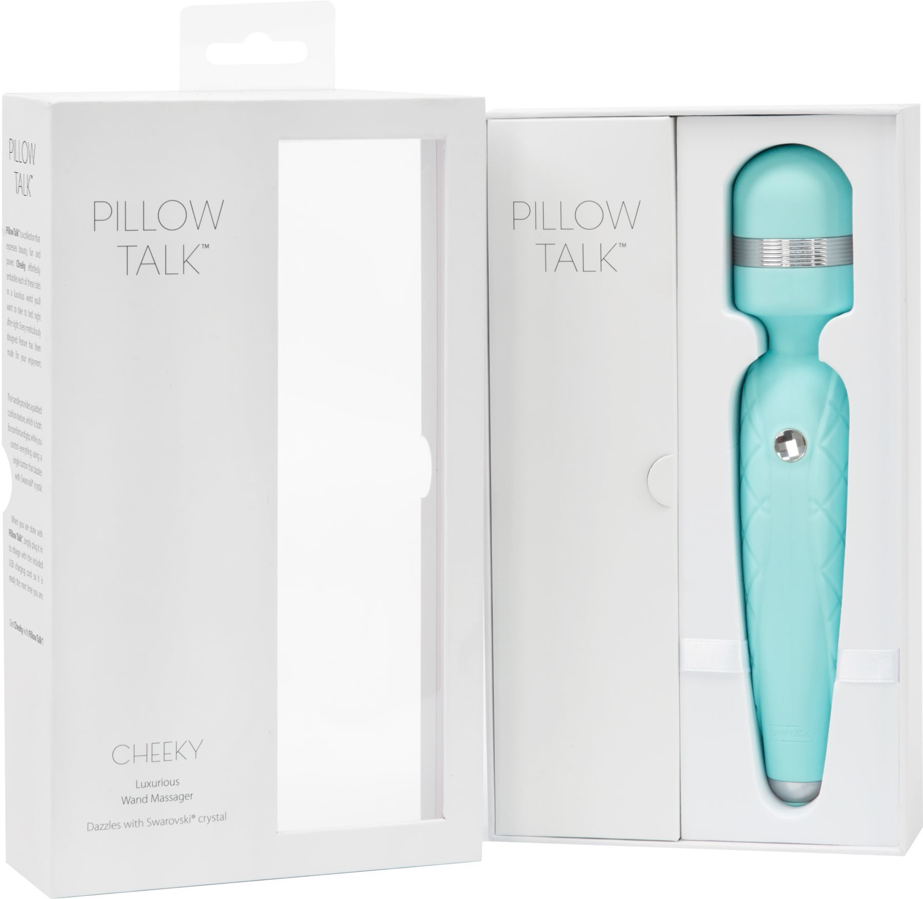 Розкішний вібромасажер PILLOW TALK - Cheeky Teal з кристалом Swarovski, плавне підвищення потужності