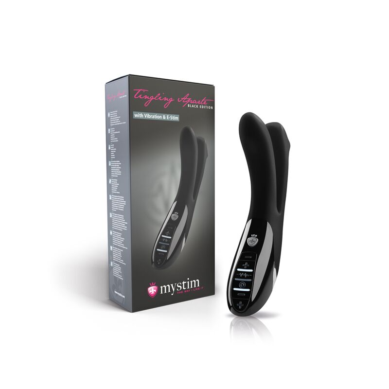Вібратор подвійний з електростимуляцією Mystim Tingling Aparte eStim Black, міостимулятор