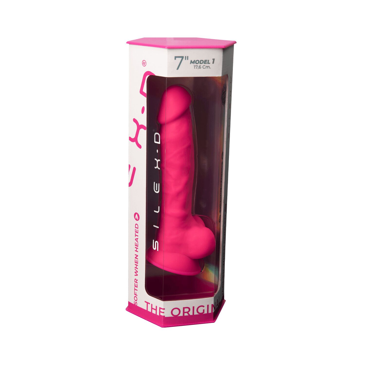 Фалоімітатор SilexD Johnny Pink (MODEL 1 size 7in), двошаровий, силікон + Silexpan, діаметр 3,8см