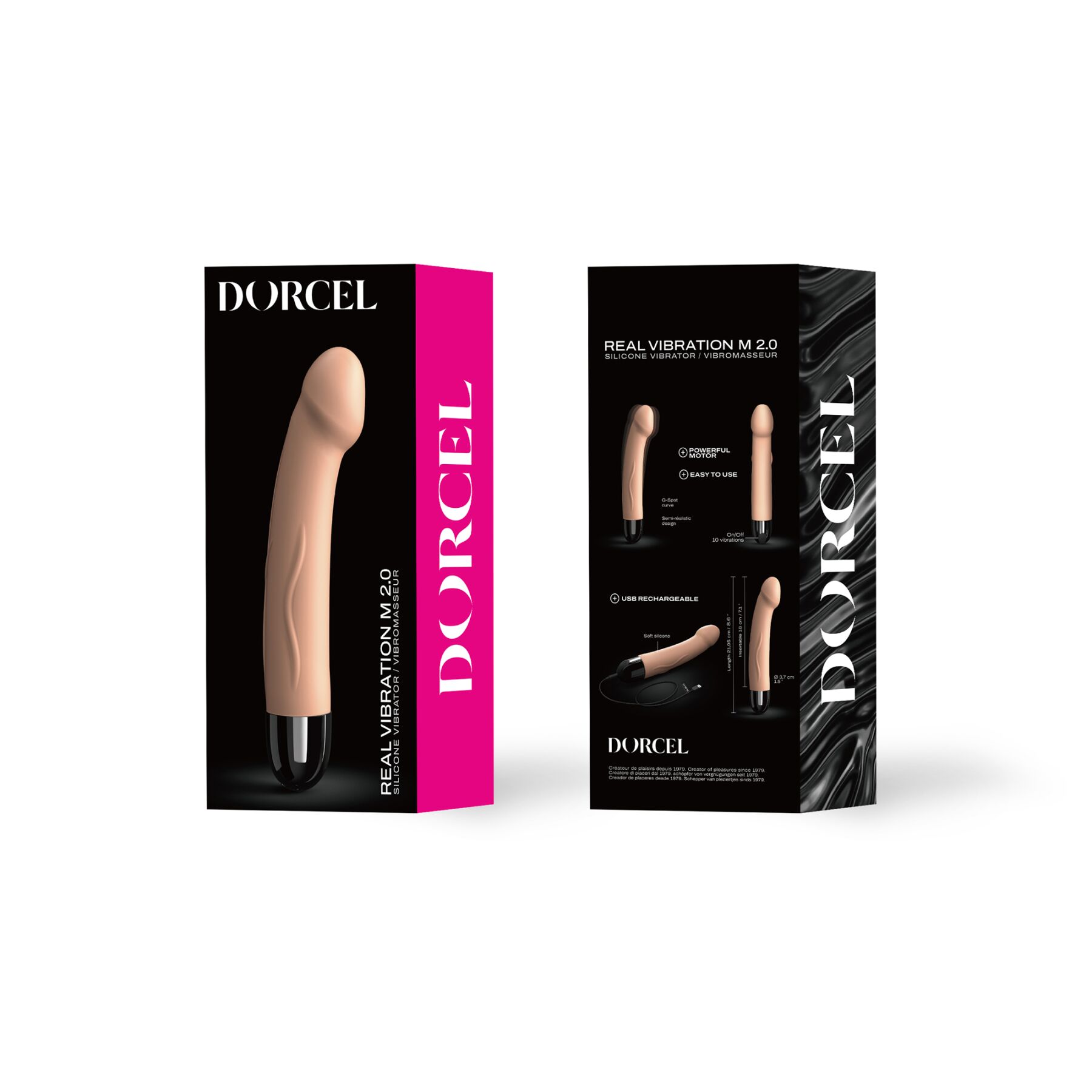 Вибратор Dorcel Real Vibration M Flesh 2.0, диам 3,7см, перезаряжаемый, для точки G