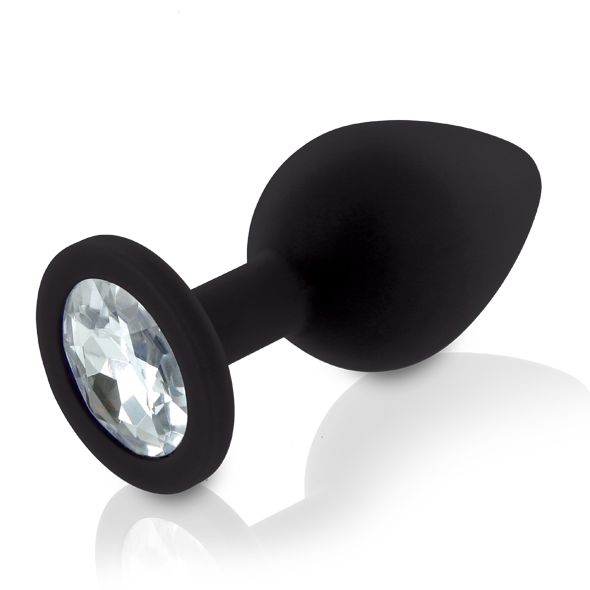 Набор силиконовых анальных пробок с кристаллом Rianne S: Booty Plug Set Black, диаметр 3,2см, 3,5см, 4,2см