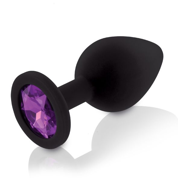 Набор силиконовых анальных пробок с кристаллом Rianne S: Booty Plug Set Black, диаметр 3,2см, 3,5см, 4,2см