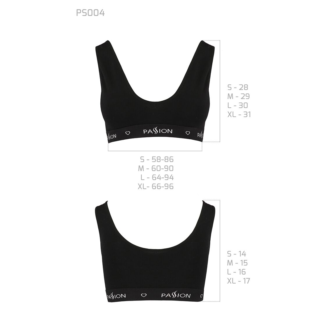 Спортивный топ с широкой резинкой Passion PS004 TOP L, black