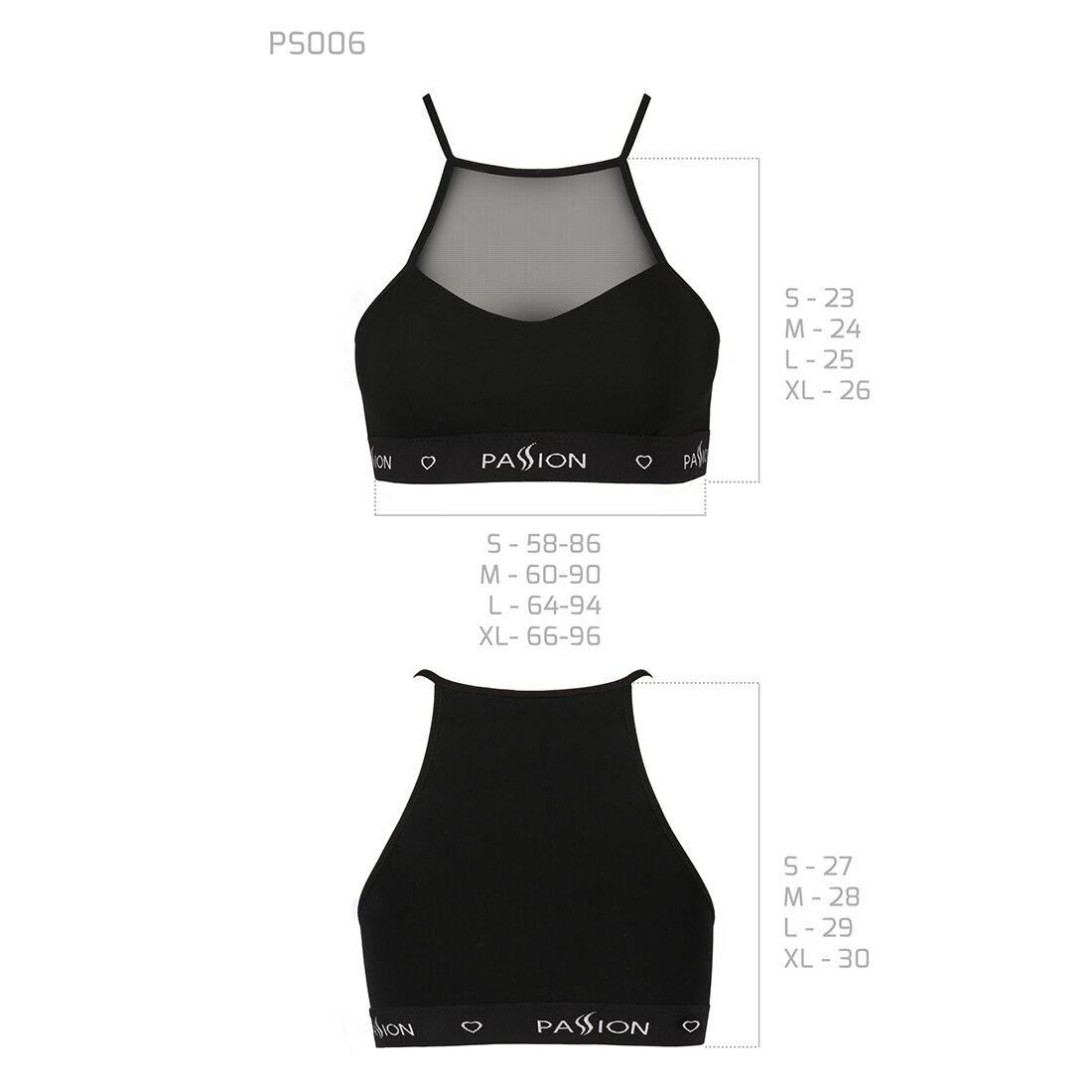 Спортивный топ с прозрачной вставкой Passion PS006 TOP L, black