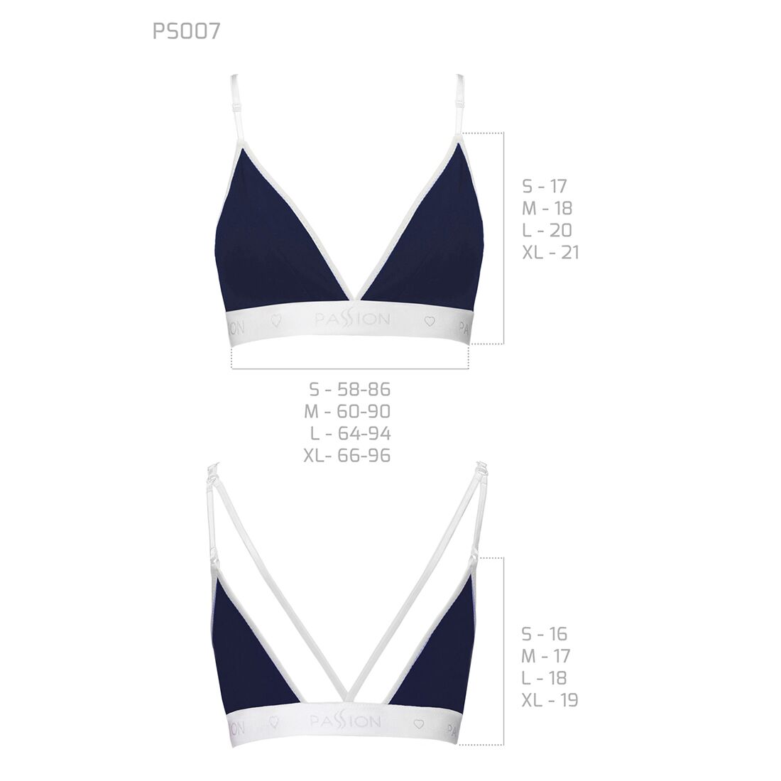 Спортивный топ с двойными бретелями Passion PS007 TOP S, navy blue