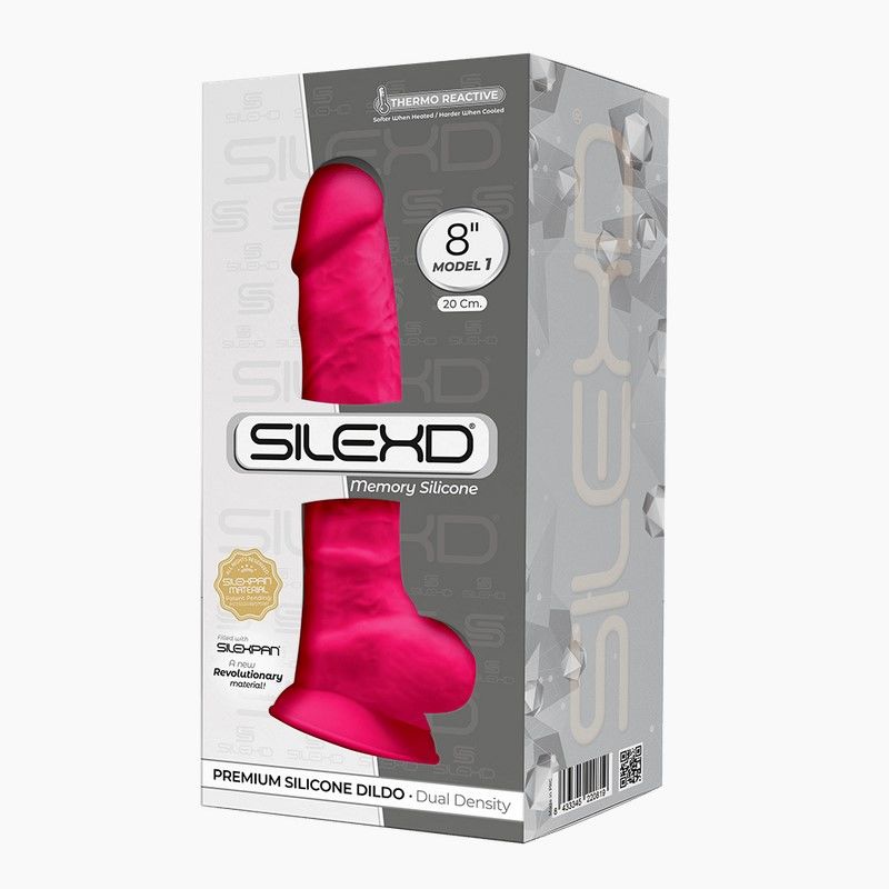 Фалоімітатор SilexD Vetus Pink (MODEL 1 size 8in), двошаровий, силікон + Silexpan, діаметр 4,2см