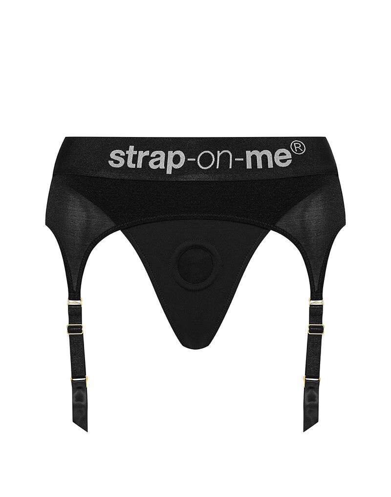 Трусики для страпона з підв’язками для панчіх Strap-On-Me REBEL HARNESS - M