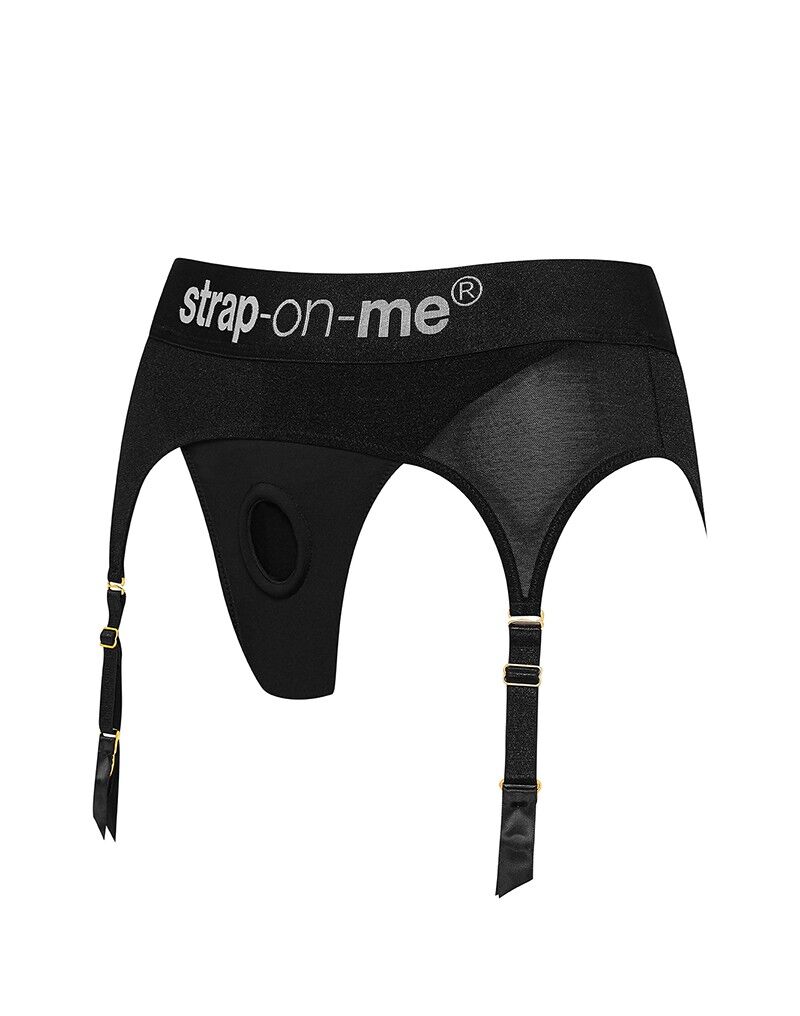 Трусики для страпона з підв’язками для панчіх Strap-On-Me REBEL HARNESS - M