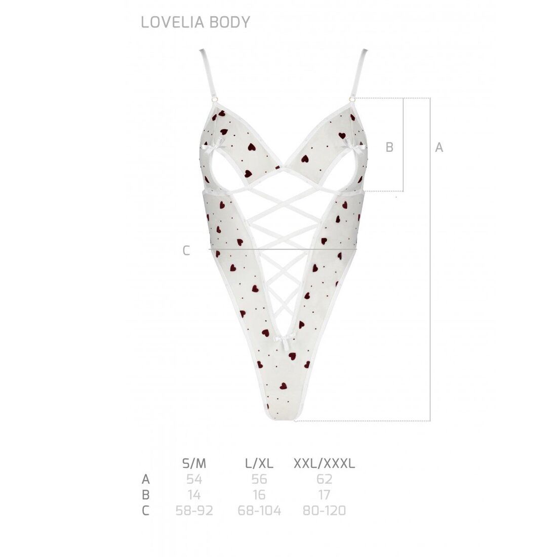 Еротичний боді з малюнком Passion LOVELIA BODY S/M, white