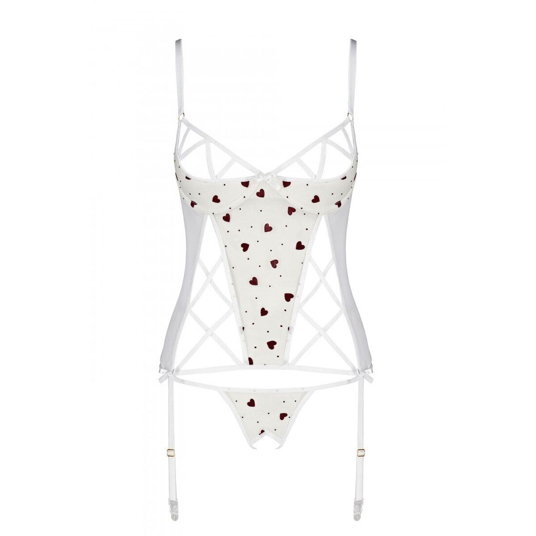 Корсет с подвязками, стринги Passion LOVELIA CORSET XXL/XXXL, white