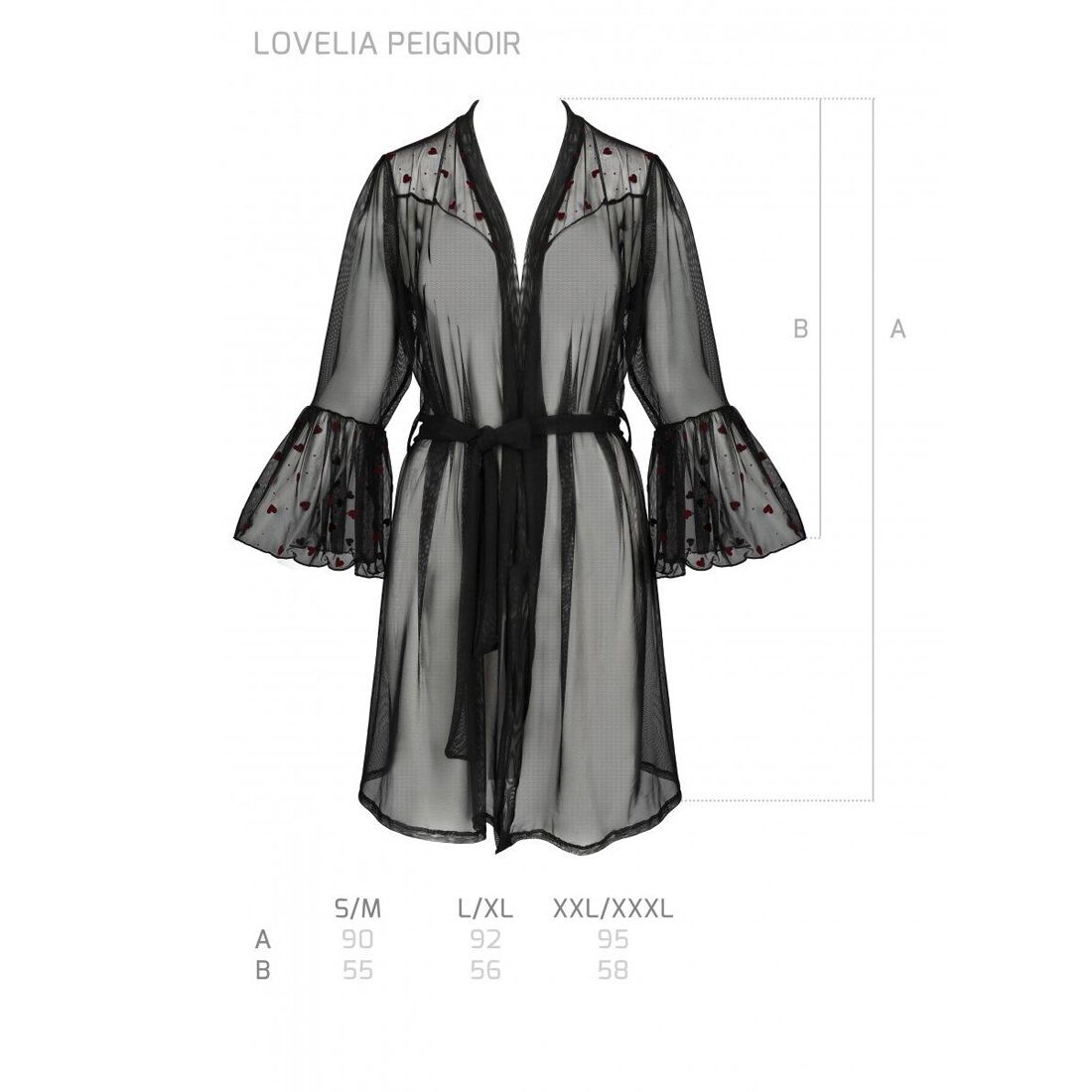 Воздушный пеньюар Passion LOVELIA PEIGNOIR L/XL, black